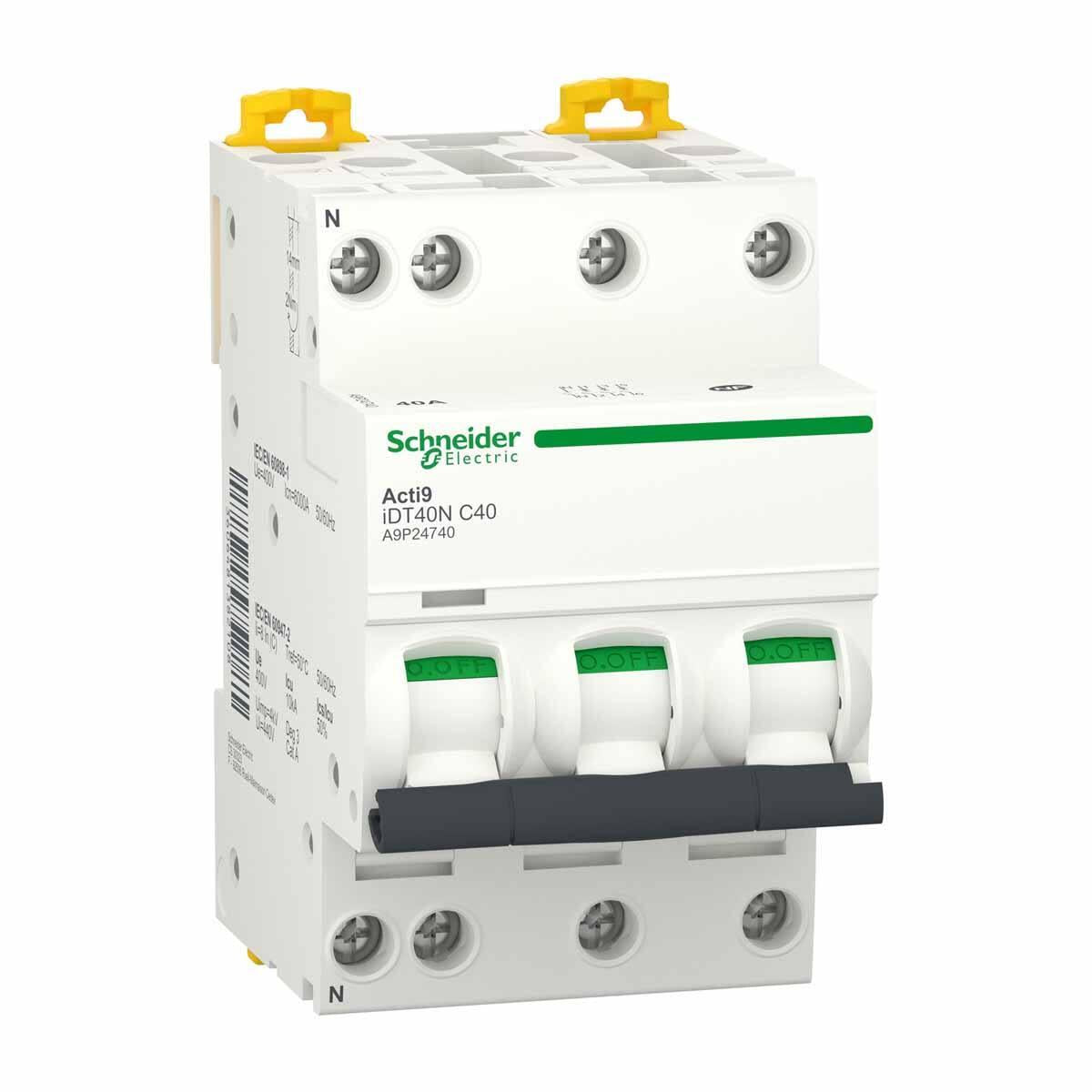 Disjoncteur Schneider - 40A 10kA 3P+N - Courbe C - A9P24740