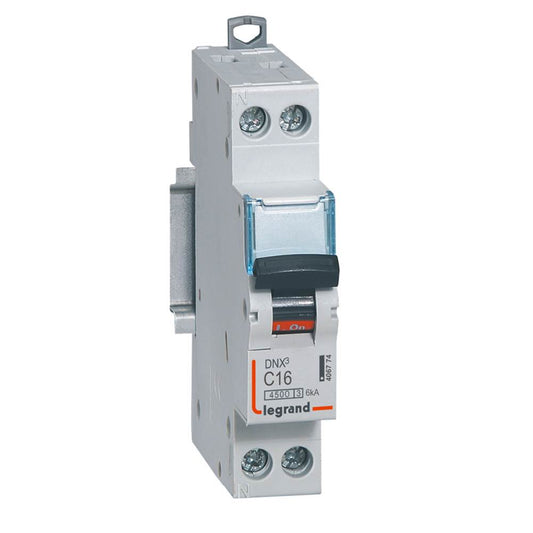 Disjoncteur Legrand dnx³ 4500 6kA - Vis/Vis - 1P+N 230v~ - 16A - Courbe C - LEG406774